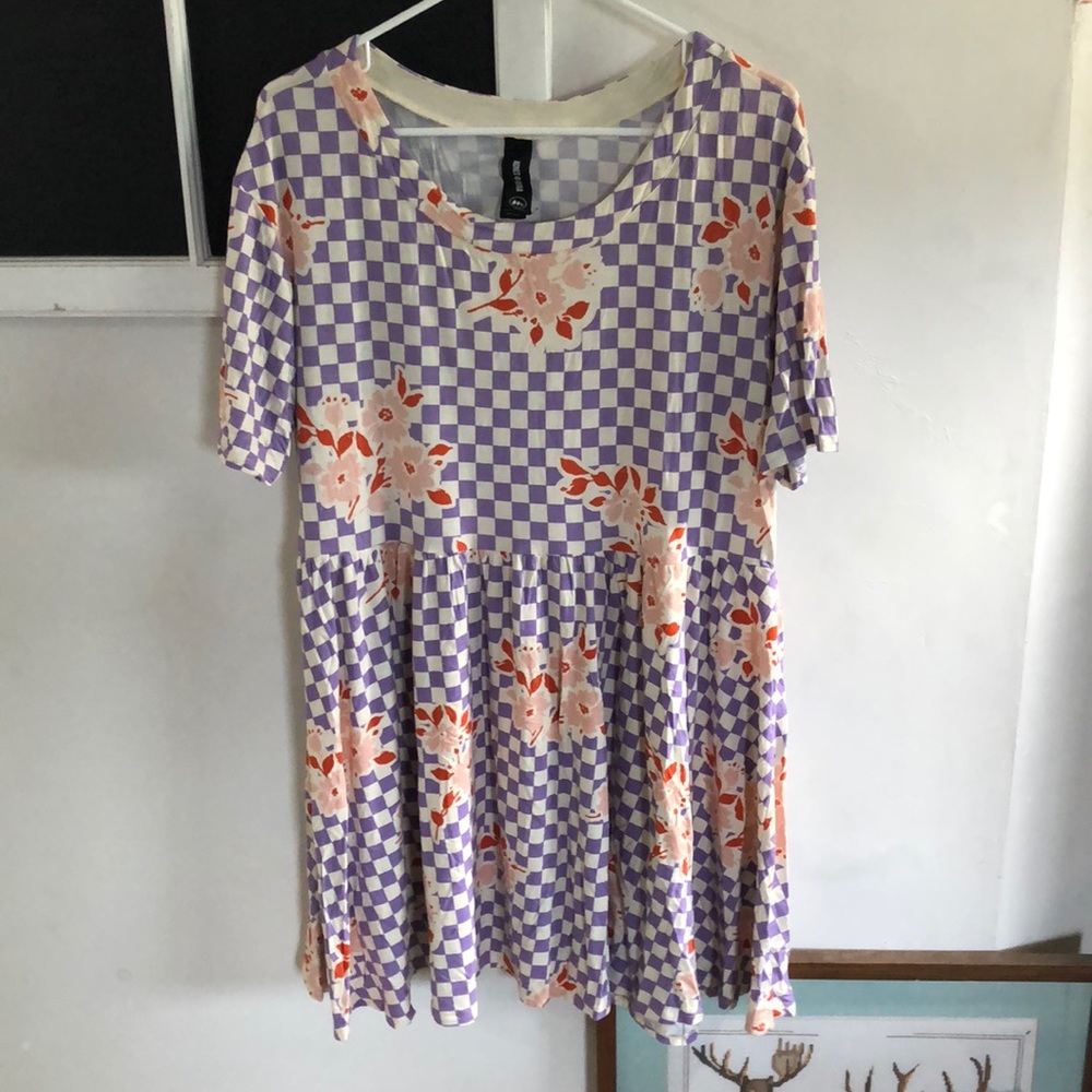 Agnes & Dora kahlo checkered floral dress